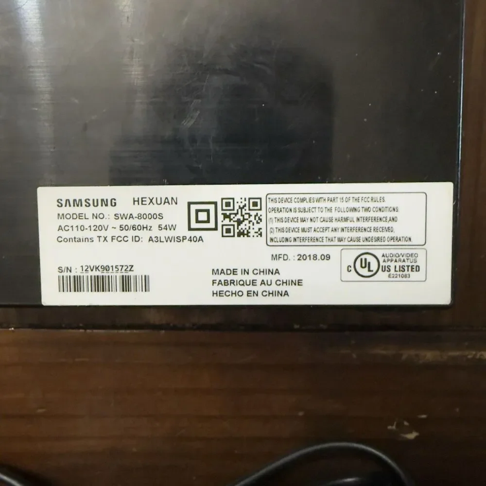 SAMSUNG SWA-8000S Wireless Speaker Receiver Only, Power Cord, And Speaker Wire